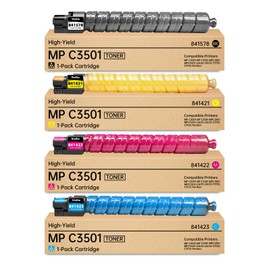 MP C3501 MP C3001 Toner Cartridge Replacement for Ricoh 841578 841421 841422 841423 for MP C3001 C3501 MPC3001 MPC3501 Lanier LD630 LD635 Savin C9130 C9135 Printers | 4 Pack MPC3501 Toner cartridge