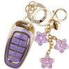 Yekoubo Purple TPU Key Fob Cover with Sakura Flower Keychain