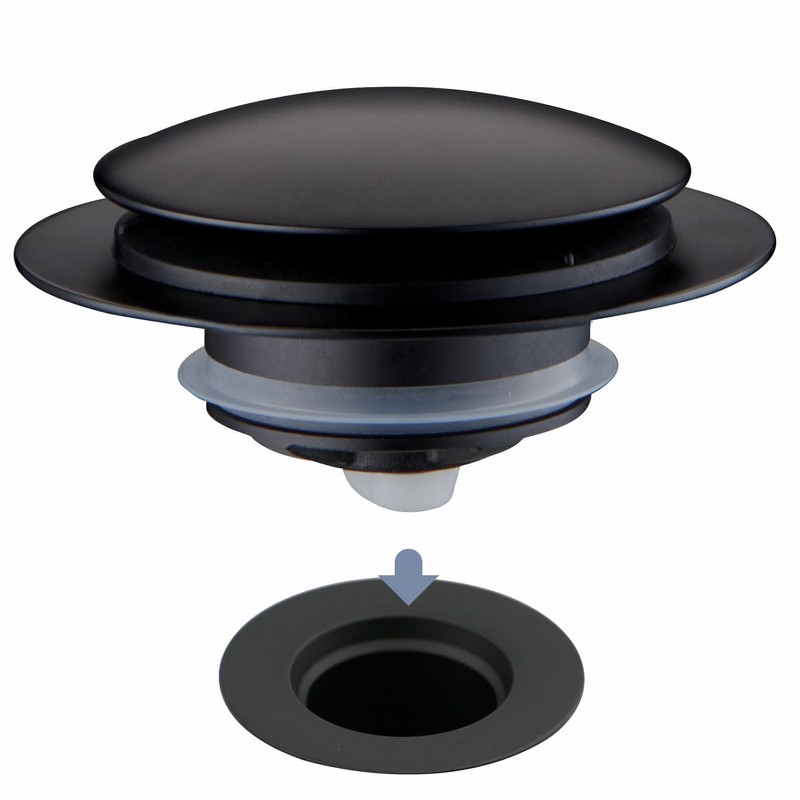 Matte Black Tub Drain Stopper, Hidrop Pop Up Universal Tub
