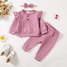 Mioglrie Toddler Baby Girl Clothes Top Pants Set Baby Girl Outfit Cute Baby Girl Gifts Baby Clothes Girl Clothing Pink 18-24 Months Girl Clothes