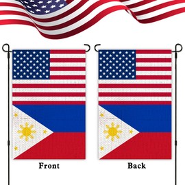 Philippines USA Friendship Garden Flag12x18 in Burlap Filipino America US Outdoor Banner for Patio Yard with Double Side