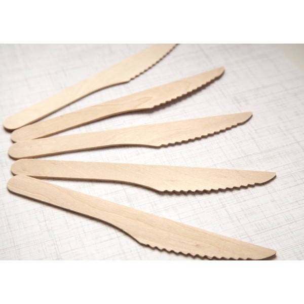 Wooden Knives - Disposable Wood Cutlery Vintage Flatware 50ct - Twilight Parties