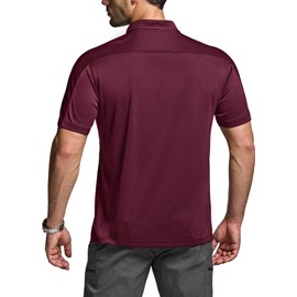 CQR Men's Polo Shirts, Tactical Short Sleeve Golf Performance Shirts, Lightweight Dry Fit UPF 50+ Pique, Commander Burgundy, X-Large
