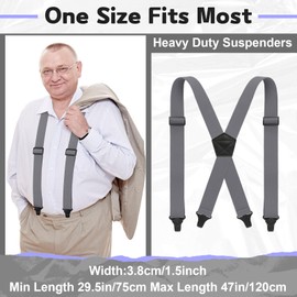 Janmercy X Back Hidden Suspender Heavy Duty Work Airport Friendly Suspenders Under Clothing for Men Women(Gray)