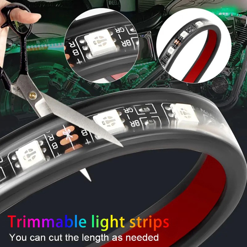 XUKEY 12Pc Motorcycle RGB LED Neon Under Glow Light Strip