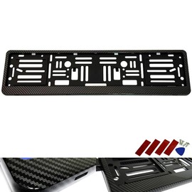 RZG 1x Black Hydrographic Carbon Fibre Fiber UK EU Car Licence Registration Number Plate Holder Surround Frame