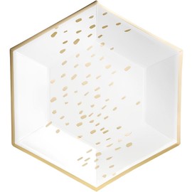 Silver Spoons Deco White Hexagonal Paper Side Plates - (Pack of 18) - Stylish Disposable Plates for Parties, Events & Everyday Use