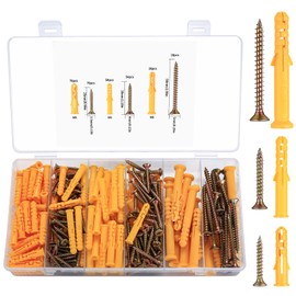 284-Piece Wall Dowels and Screws Set, Plasterboard Screws and Dowels Set, Wood Screws with Dowel Hollow Wall Anchor Assortment Kit, Self-Drilling Screws and Dowels Anchor Bolts, M3.5/M4/M5/M6/M8