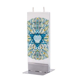 Flatyz Star of David Candle - Flat, Decorative Art Candles - Hand Painted Jewish Candle Gifts for Women or Men - 6 inches