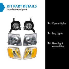 TRQ Lighting Kit Compatible with 2001-2003 Ford Explorer Sport 2001-2005 Explorer Sport Trac FO2502170 FO2503170 FO2520164 FO2521164 FO2592201 FO2593201
