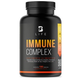 Inmune Complex 180 Cápsulas. Ingredientes naturales. Vitamina C, D3, Zinc, Echinacea, Oregano, Ajo y Jengibre. Immune Complex B Life. (180 Cápsulas)