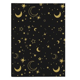 Jwssor Star Moon Tissue Paper,20sheets Black Gold 20x14inch Xmas Wrapping Paper,Black Star for Christmas Wedding Birthday DIY Crafts