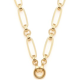 Leonardo Jewels Mathilde Clip & Mix 024266 Stainless Steel Necklace with Ring for Hanging Charms, Length 65 cm, Solid Chain Links, Gold, Gift for Women, Stainless Steel, No Gemstone