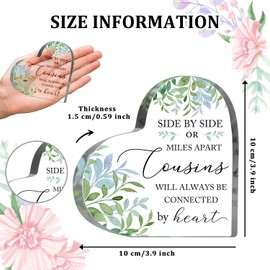 Gifts for Cousins Side by Side or Miles Apart Cousins Are Always Connected by Heart Acrylic Keepsake Birthday Gift for Cousins Best Cousin Gifts for Women Gifts