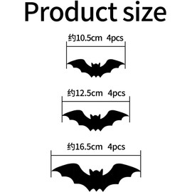 Halloween Decorations 3D Murciélagos Iluminados, Pegatinas Varios Tamaños, Decoraciones Para Ventanas, Fiestas, Dormitorios, Interiores Y Exteriores Del Hogar (Bats-12PCS)