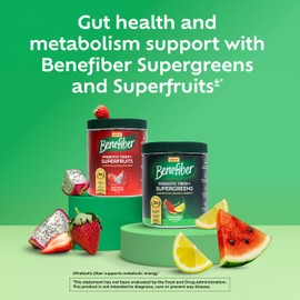 Benefiber Prebiotic Fiber + Supergreens Dietary Supplement Powder, Watermelon Lemonade Flavor, 8.8 oz (250g)