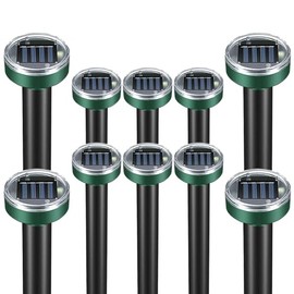 Solar Powered Mole Repellent 10 Pack - Waterproof Pest Control Repeller with 7000 sq ft Coverage, 0.4kHz Frequency for Rodents, Squirrels & Mice