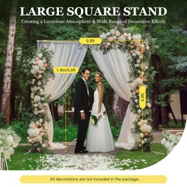 Gdrasuya10 Backdrop Stand Pipe Kit,Wedding Backdrop Stand for Ceremony with Weighted Steel Bases Heavy Duty Background Stand for Parties Weddings Birthday (W9.8XH9.8 FT)