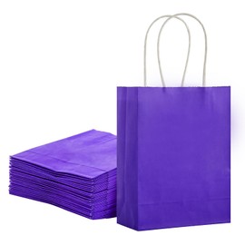 SUNCOLOR 25 Pieces 6" Mini Goodie Bags Small Purple Gift Bags with Handle for Party Favor Bags(Purple)