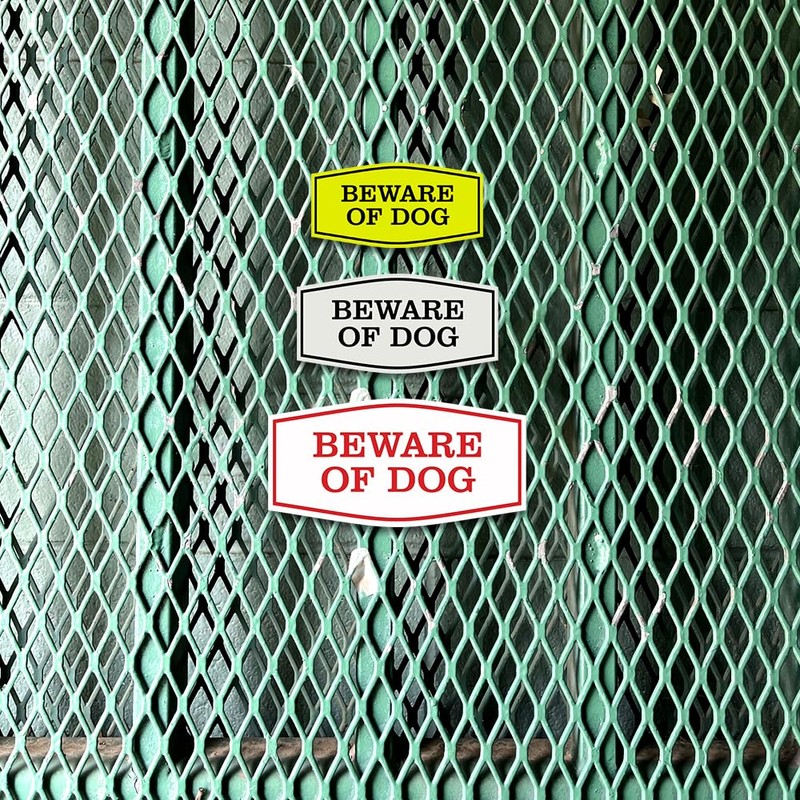 Fancy Beware of Dog Sign (Black/Gold) - Medium