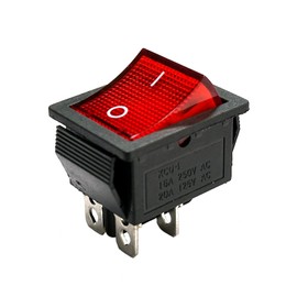KCD4 Rocker Switch 4 Pin Rocker Switch DPST ON/Off Red Illuminated Snap-in Power Switch 16A 250V AC / 20A 125V AC for Household Marine Off-Road Vehicles