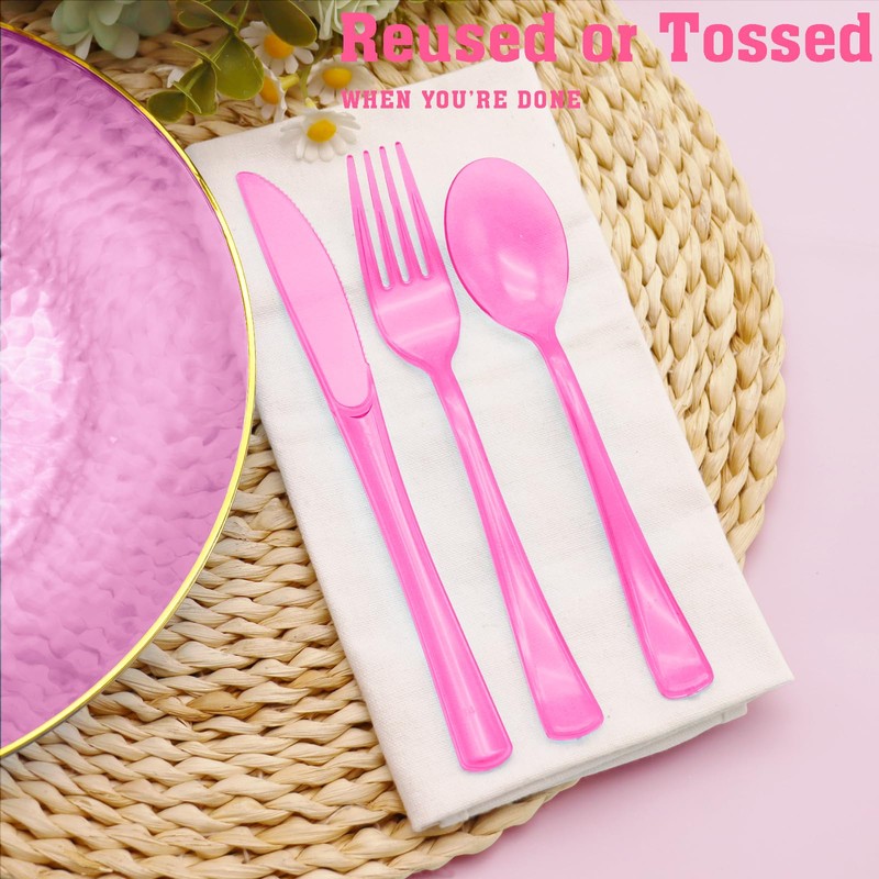 150 Pack Red Plastic Silverware, Red Utensils Heavy Duty, Disposable