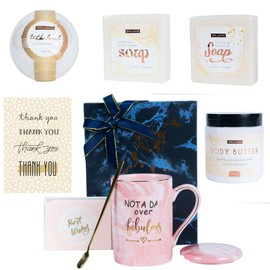 Monarch Gift Company Spa and Pink 16oz Gift Set Box For Women (Fabulous Mug 16OZ, Thank You)