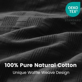 BISELINA 100% Cotton Duvet Cover Set Waffle Weave 3PCS (1 Comforter Cover, 2 Pillow Shams) Reversible Soft Skin-Friendly Breathable Shabby Chic Bedding for All Season - Charcoal Grey, King Size