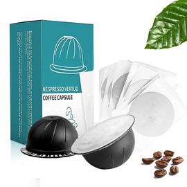 MG Coffee Reusable Vertuo Capsules Refillable Coffee Pods with Espresso Aluminum Foils for Nespresso Vertuo Coffee Machines GCA1 and De'Longhi ENV135S
