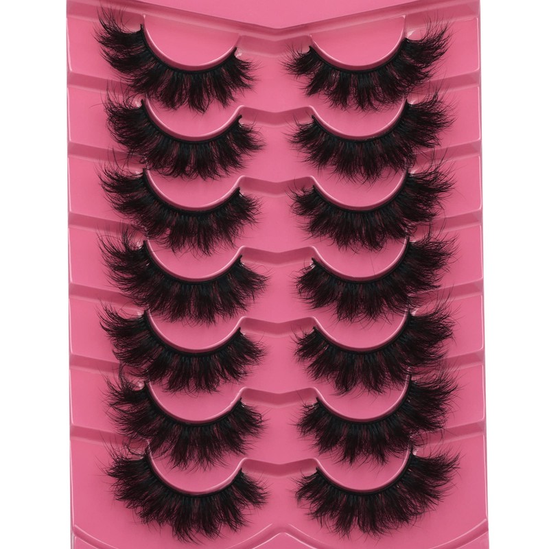 Mink Lashes Fluffy 8D Volume Wispy Eye Lashes Cat-Eye Long