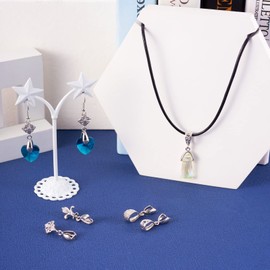 Pandahall 40Pcs Brass Pinch Bail Clasp 10 Styles Pendant Clasp Connectors Bails Filigree Flower Leaf Necklace Clasps for Bracelet Necklace Jewelry Making