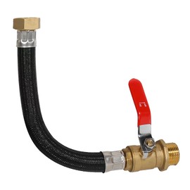 Garden Hose Extension Adapter Short Fitting with Valve,3/4" GHT Solid Brass Fittings, Flexible, No Kinks, Unrestricted water flow, Hose Length 0.82FT, Overall Length 1.1FT