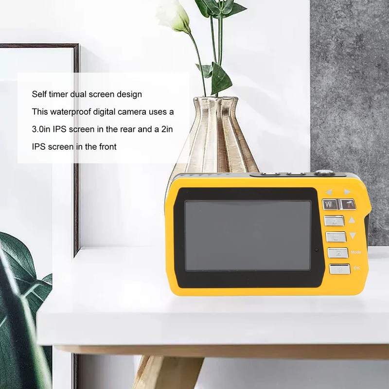 Underwater Camera, 4K 56MP Dual Screen Waterproof Camera with 18X