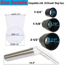 RosyOcean Universal Compatible with All Shop Vacs Extractor Attachment with 2-1/2" & 1-7/8" & 1-1/4" Three Adapters Auto Detailing Vacuum Head Extraction Accessories for Upholstery & Carpet Cleaning