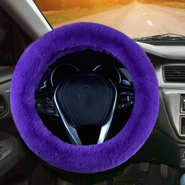 LUOYOYY Fluffy Steering Wheel Cover for Women & Girls,Soft Furry Steering Wheel Cover Warm Fuzzy Steering Wheel Cover Non-Slip Universal Fit 15 Inch (Purple)