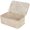 FEIALNDUO Wicker Shelf Baskets with Lid,Seagrass Storage Basket Bins Rectangular