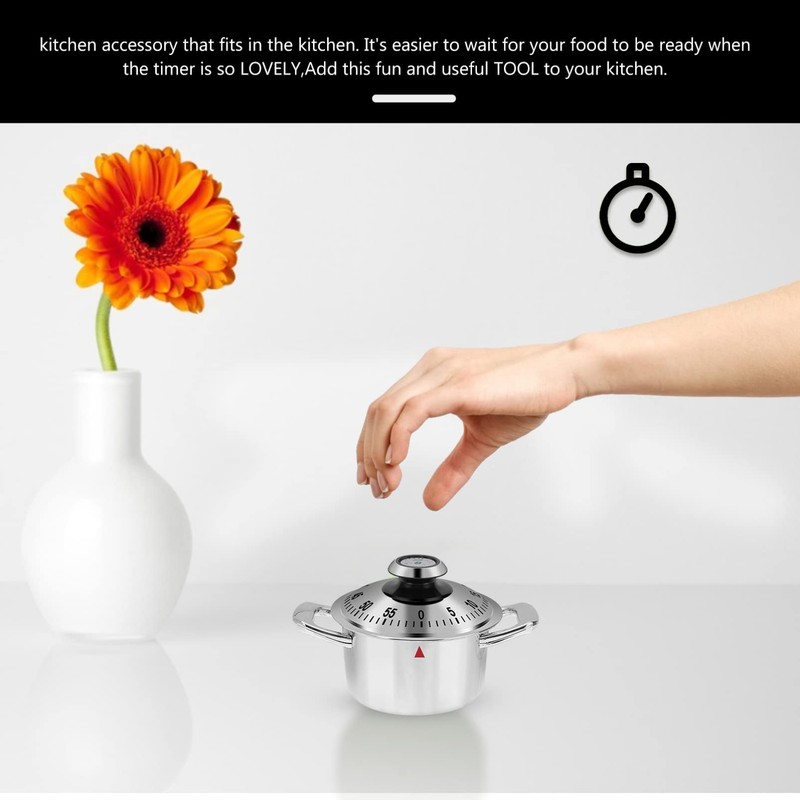 SOLUSTRE Mechanical Kitchen Timer Reminder Timer Mechanical Reminder Pot Shape