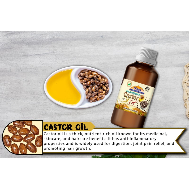 Rani Castor Oil 16.9 Ounce (500ml) Cold Pressed | 100%