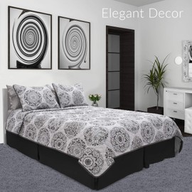 Mellanni Bed Skirt Queen Size - Bed Frame - 15-Inch Tailored Drop Pleated Dust Ruffle - Wrinkle, Fade, Stain Resistant - 1 Bedskirt (Queen, Black)