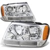 DNA Motoring HL-OH-JGC99-CH-AM Chrome Amber Headlights Assembly Replacement Compatible with