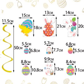 AhfuLife Easter Egg Hanging Swirls Decorations, 3pcs Easter Bunny Chick Eggs Decor and 2pcs Easter Eggs Hanging Banners for Kids Gifts Easter Party Decoration(Style 4)