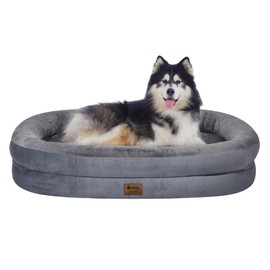 Orthopedic Washable Large Dog Bed: Waterproof Dog Bed with Bolsters - XXL Orthopedic Removable Cover for XXL Large Sized Pet - Non-Slip - Dark Gray