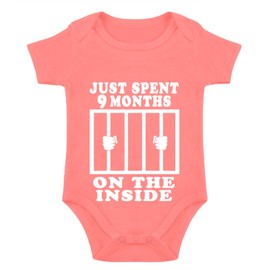 SproutJoy I Just Did 9 meses en el interior para bebé Coming Soon Onesie divertido body para recién nacido, unisex, Rosa, 12 meses