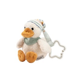 Toy Pendant Duck Edda Lou with Beanie Hat, Cuddly Toy with Hanging Star for Easy Attachment to Pram, Baby Seat or Playpen
