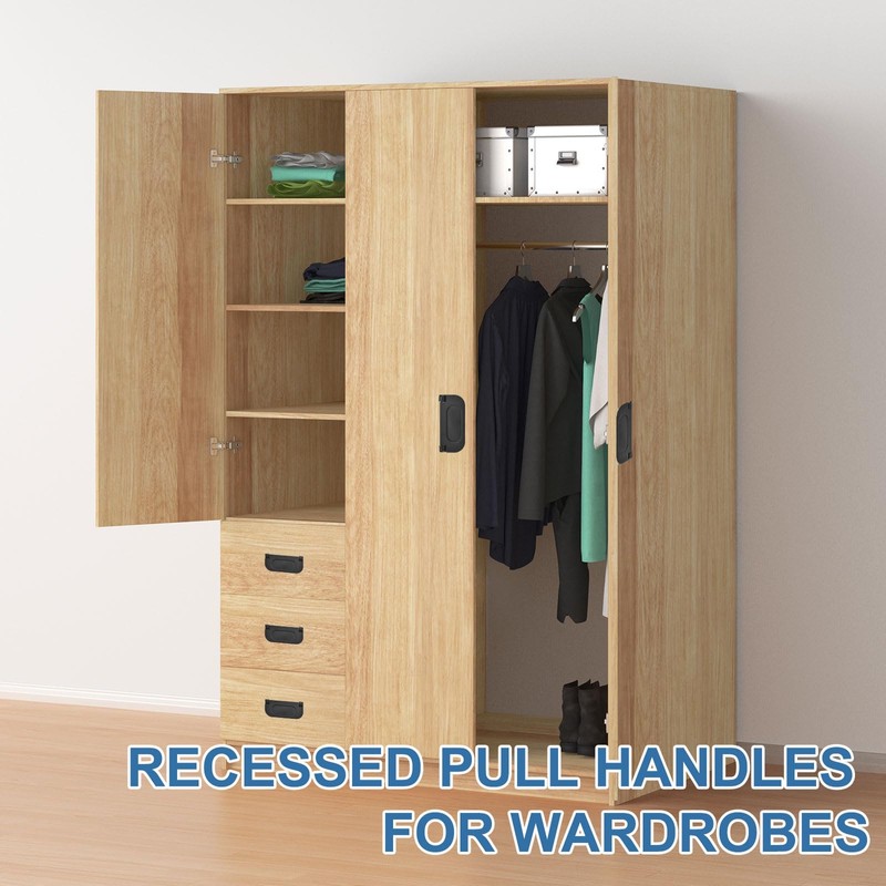 PATIKIL Recessed Pull Door Handle, 2 Pack Invisible Flush Pull