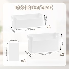 JNEYVIC Pack of 4 Storage Boxes Plastic White Organiser Boxes without Lid Plastic Box Plastic Box White Small Storage Basket Plastic with Handles Organiser Box for Kitchen Bathroom