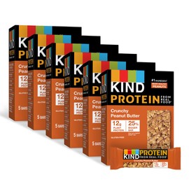 KIND PROTEIN Healthy Snack Bar, Crunchy Peanut Butter, 12g Plant Protein, Gluten Free Snack Bars, 1.76 OZ, (30 Count)