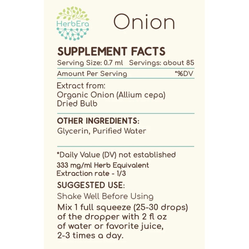 HerbEra Onion Alcohol-FREE Tincture, Organic Onion (Allium Cepa) - 2