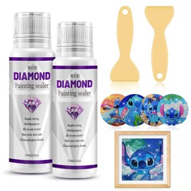 2 Pack 240ML Diamond Painting Sealer, 5D Diamond Art Glue with Glue Scrapper, Diamond Art Sealer Accessories, Permanent Hold & Shine Effect Glue for Diamond Painting and Jigsaw Puzzles, Coaster (8 OZ)
