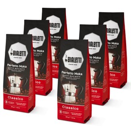 Bialetti - Perfetto Moka Classico: Medium roast ground coffee, hazelnut and dried fruit aroma, 250g x 6, bag with aroma valve